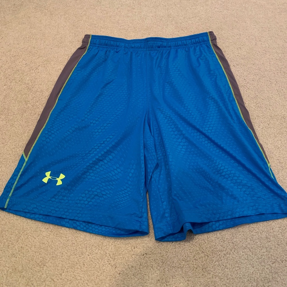 Under Armour Blue & Gray Men's Athletic Shorts L